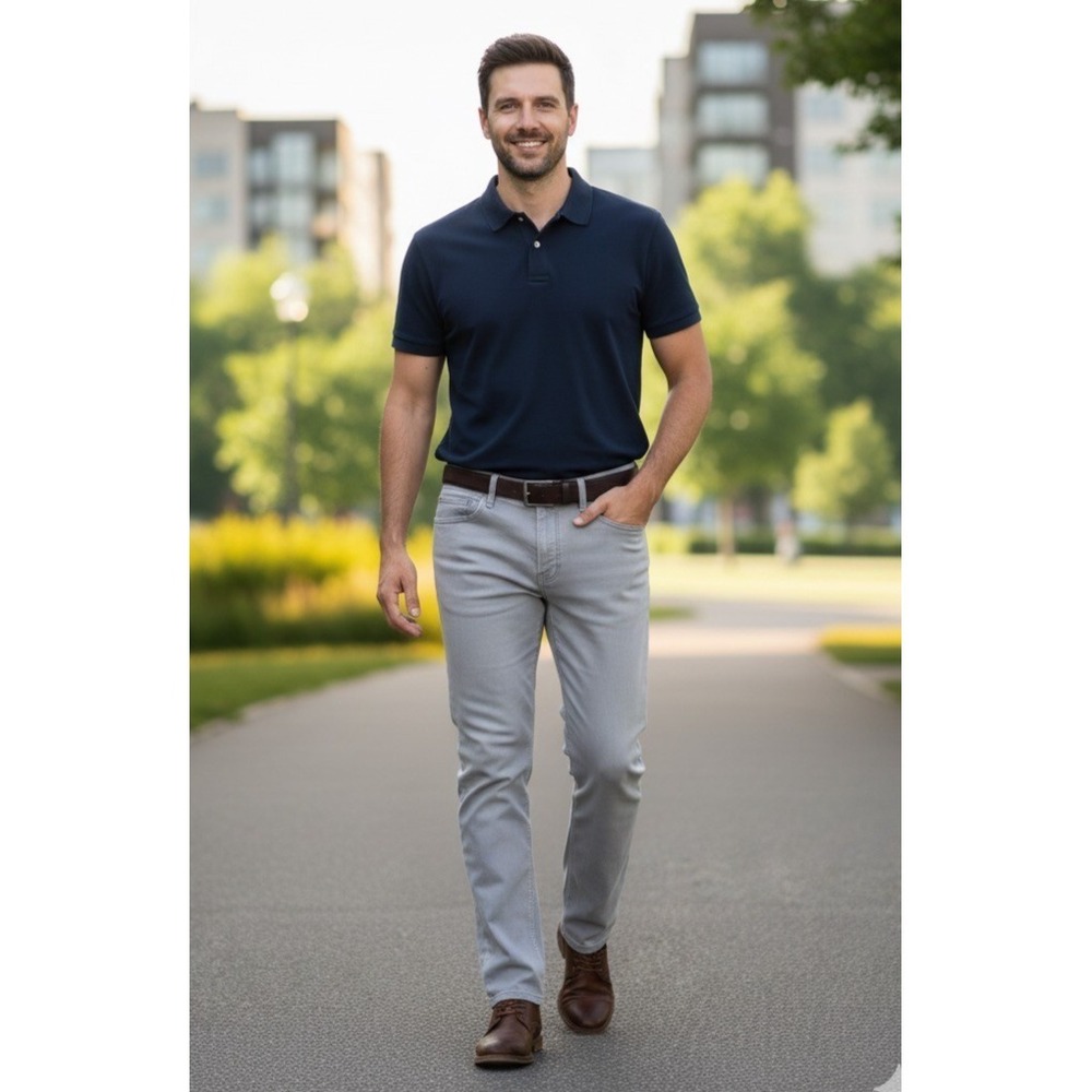 Lands End Mens Size 35 Straight Fit Chino Pants Grey Casual Comfortable Golf